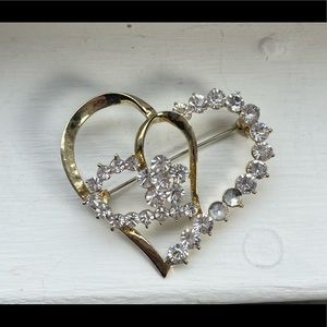 Sparkly Gold Color Heart brooch